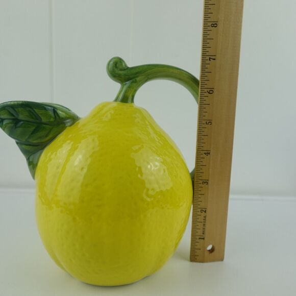 Vintage Lillian Vernon Lemon Pitcher with Stem Handle and Leaf Spout - Picture 9 of 9
